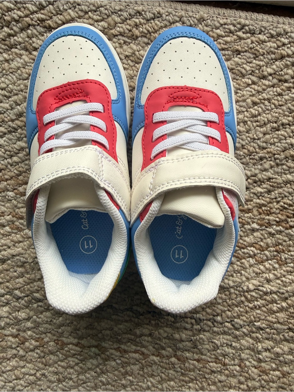Cat & Jack White, Blue & Red Kids Sneakers with Velcro - Picture 4 of 4